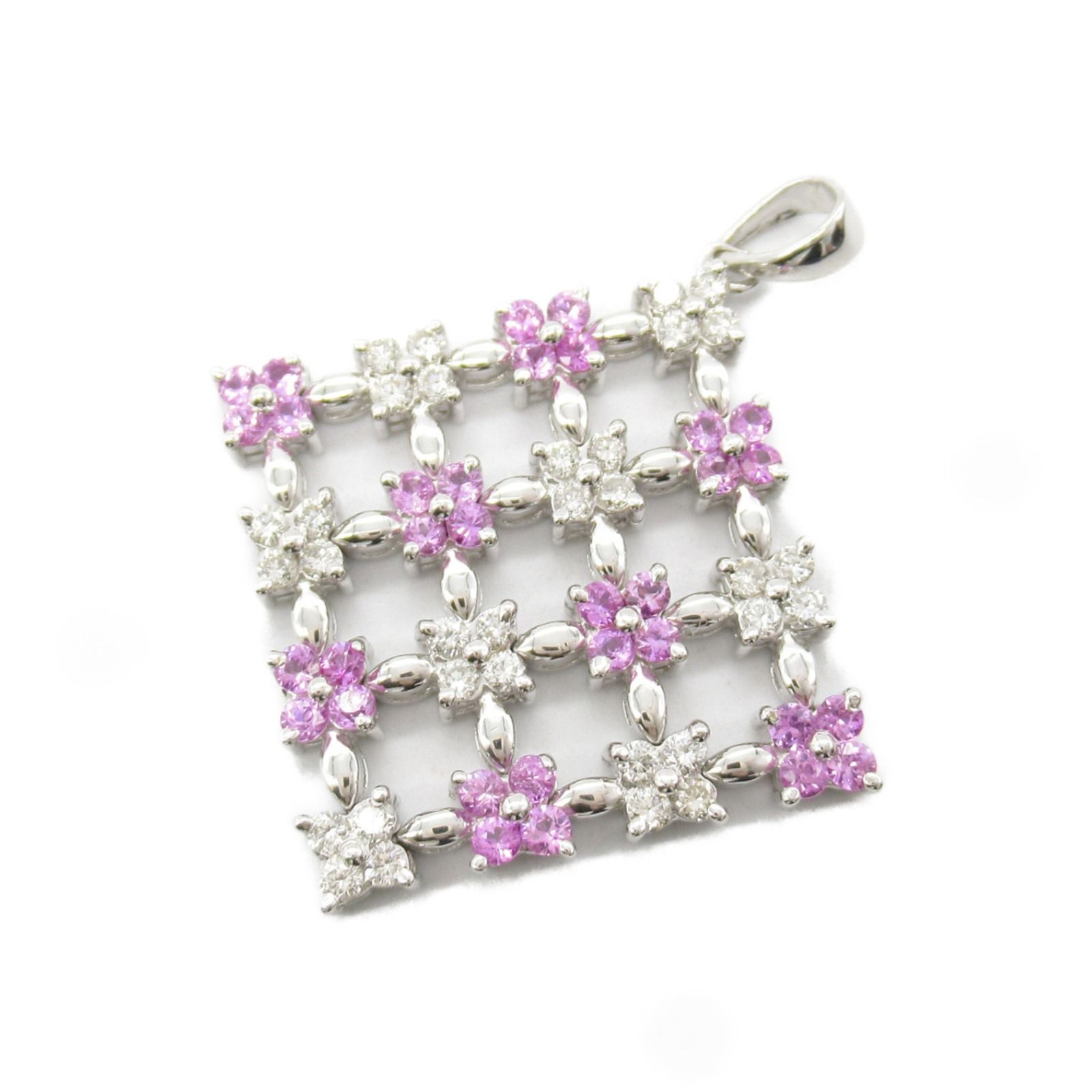 K18サファイアダイヤモンドペンダント フラワーモチーフ サファイア