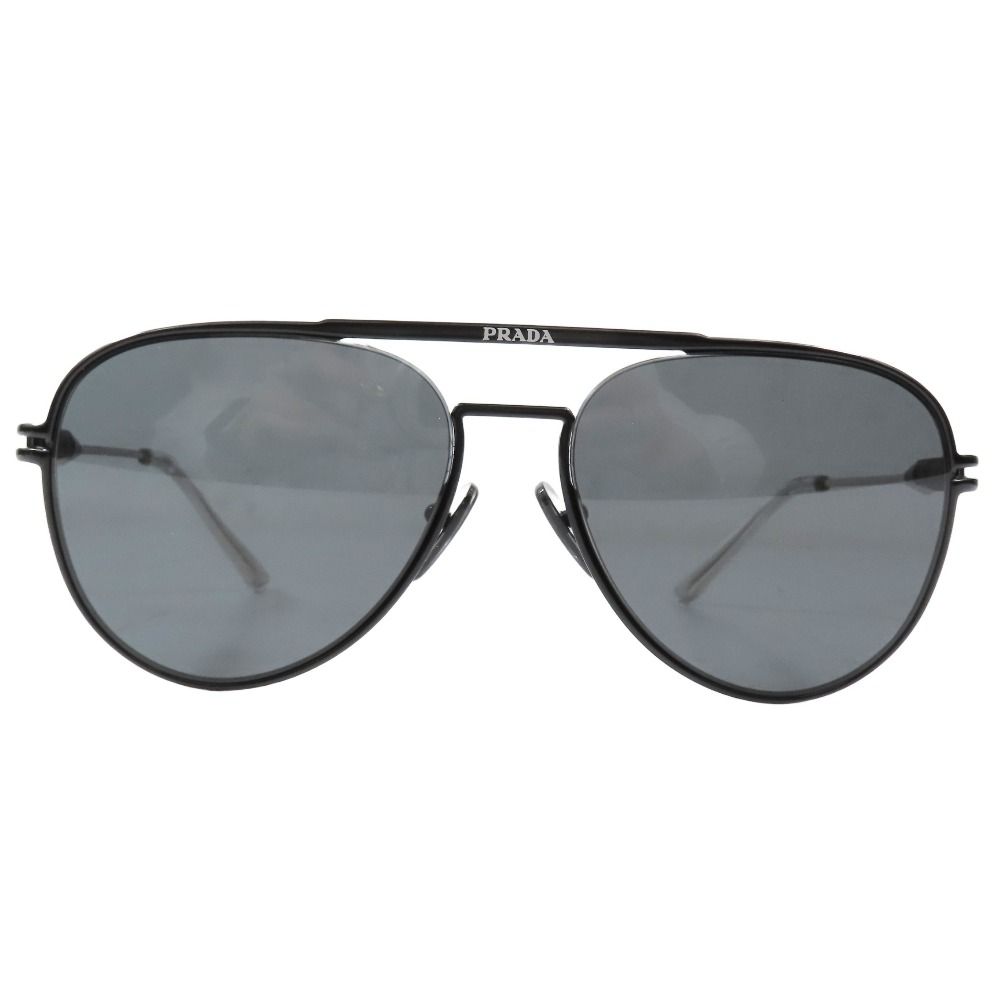 PRADA プラダ サングラス アイウェア メタルフレーム ツーブリッジタイプ ティアドロップ型 57□16 1BO-5S0 140 ブラック メンズ 古着