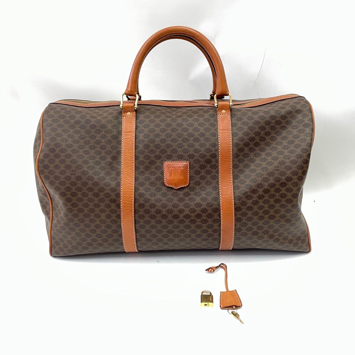 CELINE セリーヌ ボストンバッグ マカダム柄 鍵付き 旅行バック