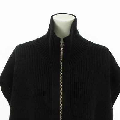 Ujoh ウジョー フリンジハイネック ニットベスト ポンチョ ウジョー Ujoh ニットベスト フリンジ ジップアップ ハイネック