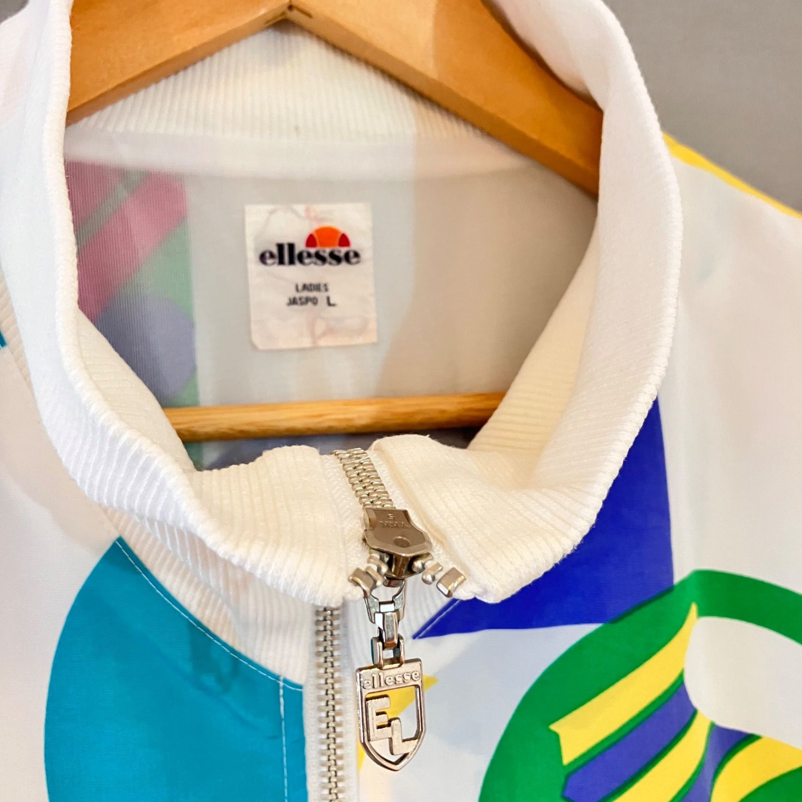 90's ellesse エレッセ ジップアップ ハイネックブルゾン 白