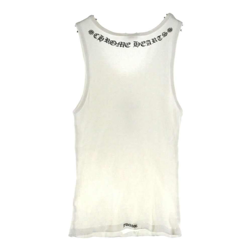 CHROME HEARTS クロムハーツ OLD TANK TOP CHクロスロゴデザイン リブタンクトップ ノースリーブカットソー ホワイト