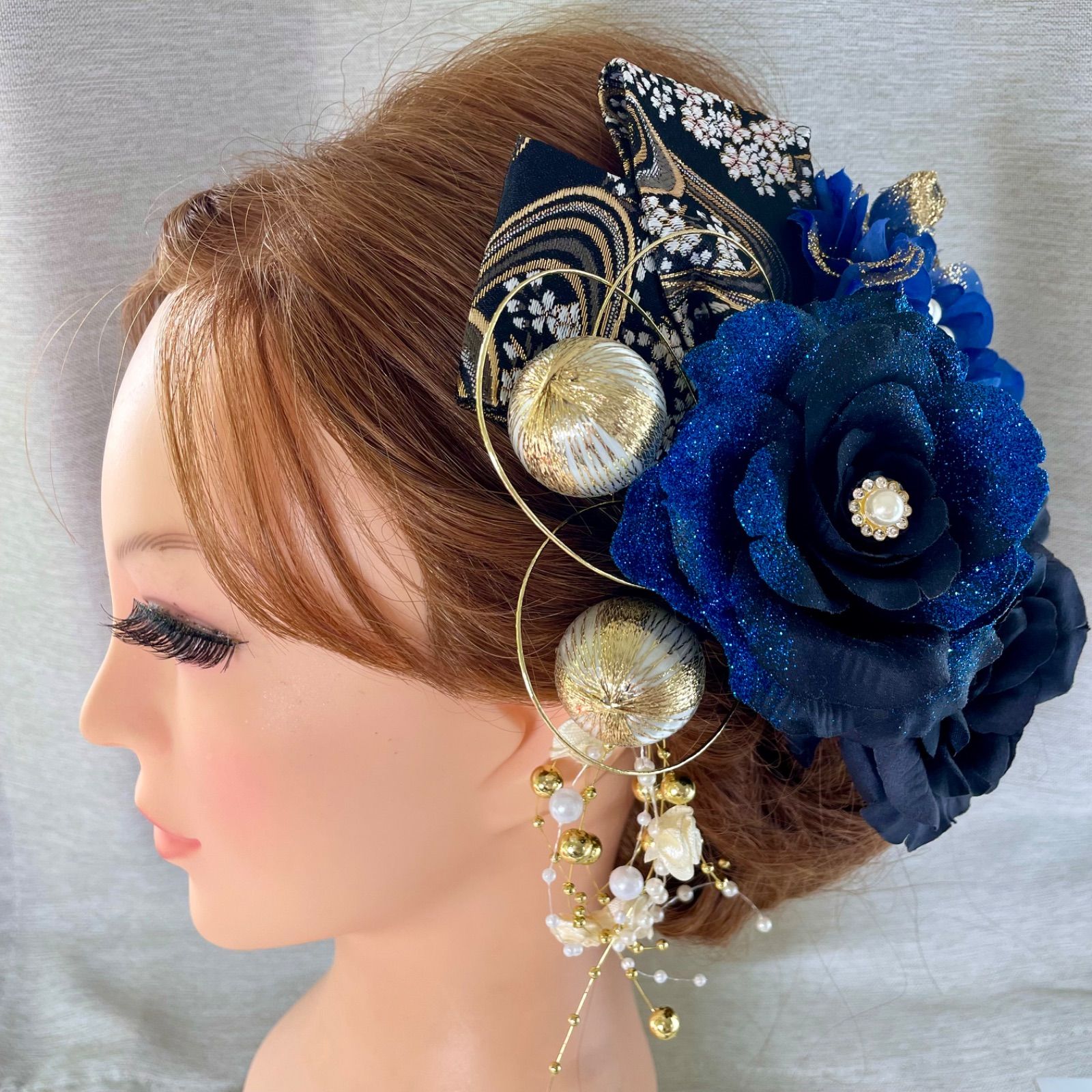 青 和装髪飾り 振袖髪飾り 成人式髪飾り 結婚式髪飾り 色