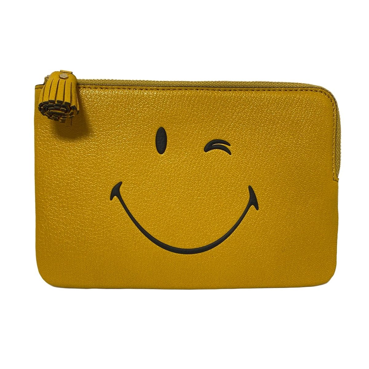 Anya Hindmarch アニヤハインドマーチ ポーチ Wink ジップ ルース ポケット 5050925198271 イエロー タッセル レザー