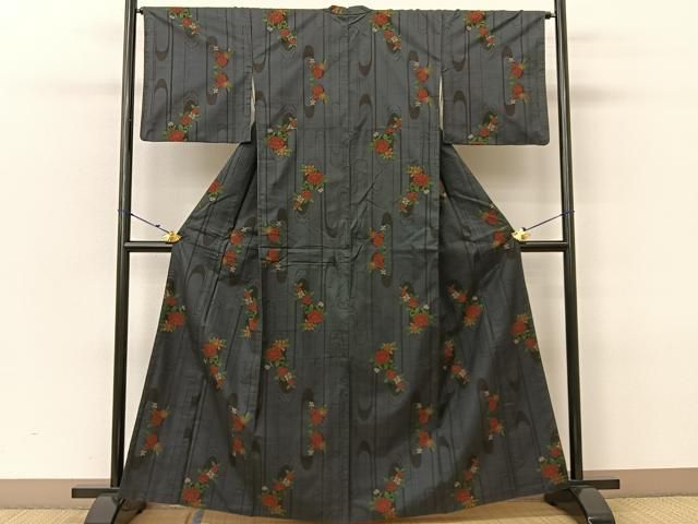 平和屋着物■本場大島紬　菱繋ぎ　逸品　az5138