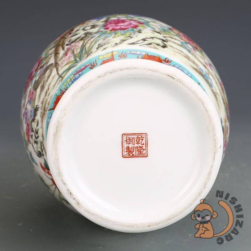 景徳鎮 陶磁花瓶 琺瑯粉彩花鳥賞瓶 装飾品 現代工芸品 美術品 置物 景徳鎮 六方花瓶 花鳥花瓶 琺瑯彩 粉彩 磁器 置物 装飾 収蔵 コレクション