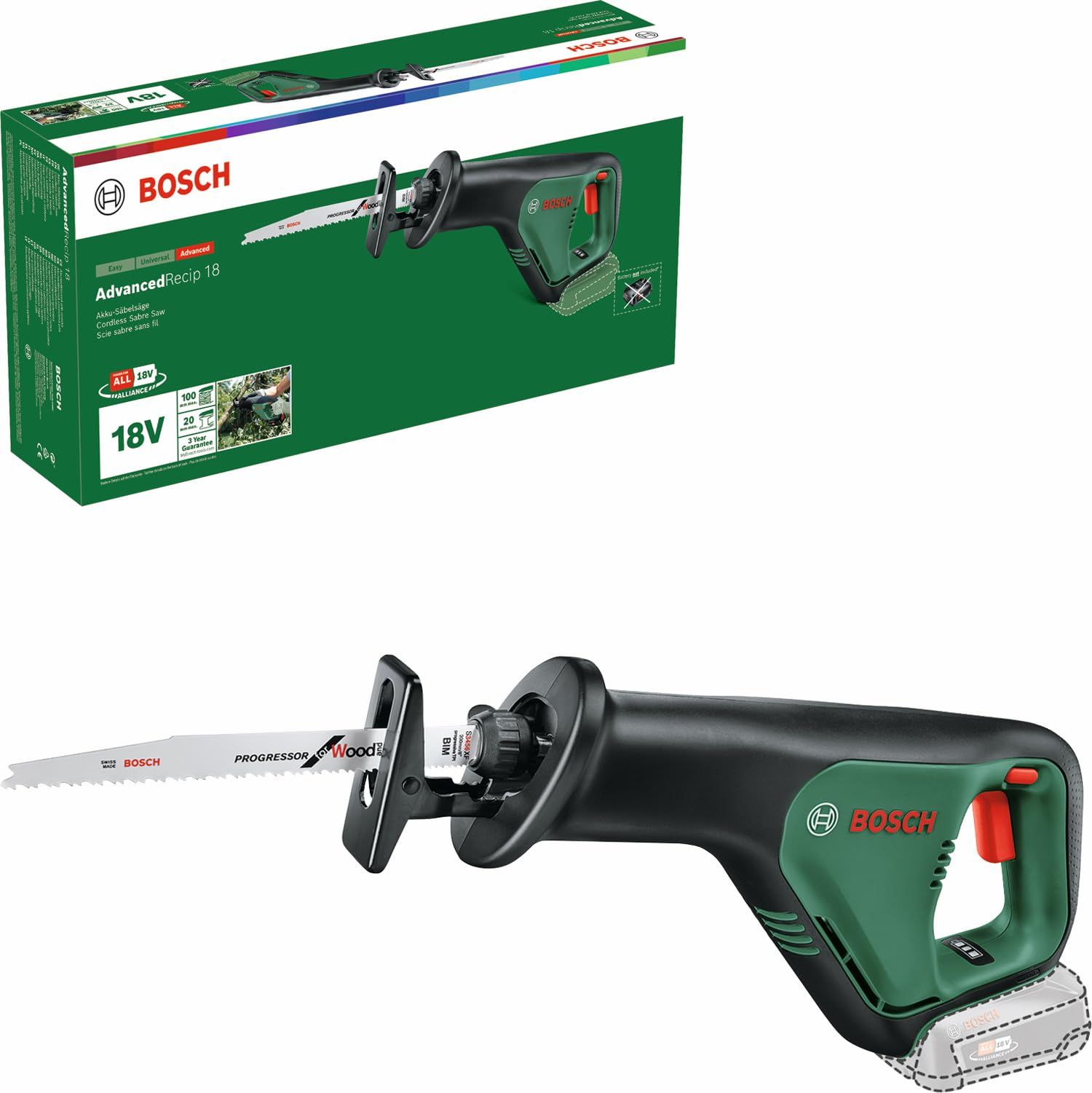 ボッシュ(BOSCH) 18Vコードレスのこぎり (本体のみ、バッテリー・充電 