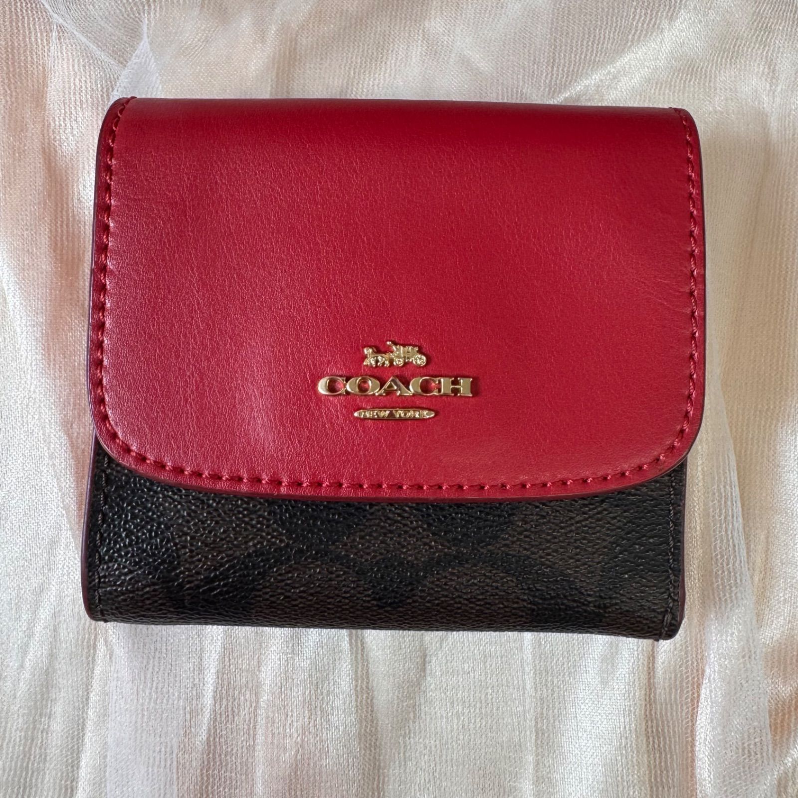極美品✨オールドコーチ　コインケース　小銭入　フラップ　グラブタンレザー　レッド 958e22189b5219797b6a008974477c