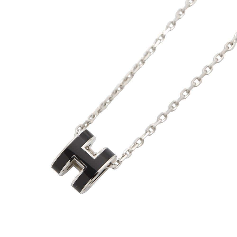 エルメス ネックレス ミニ・ポップアッシュ ブラック/シルバー金具 