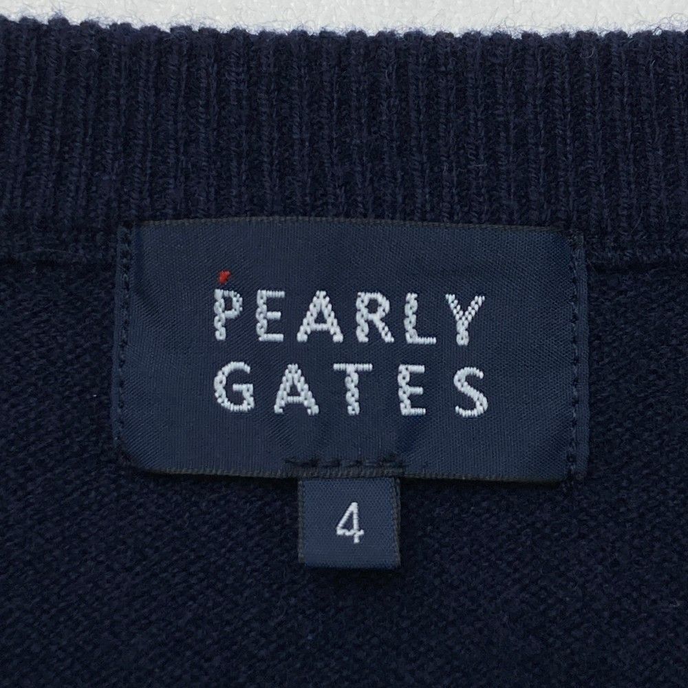 サイズ：4 PEARLY GATES パーリーゲイツ  カシミヤ混 ニットセーター  ネイビー系 [240101456816] ゴルフウェア メンズ ストスト サイズ：4 PEARLY GATES パーリーゲイツ カシミヤ混 ニット
