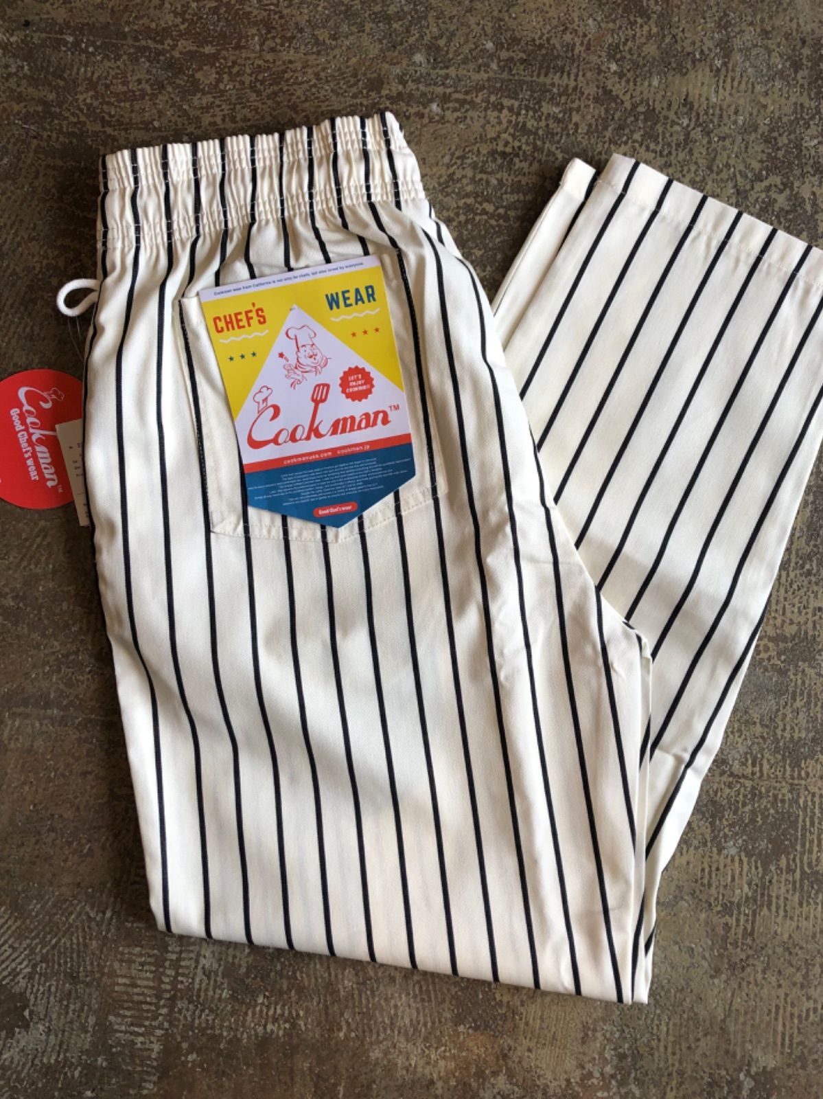 COOKMAN CHEF PANTS 新品 ストライプ ホワイト×ブラック