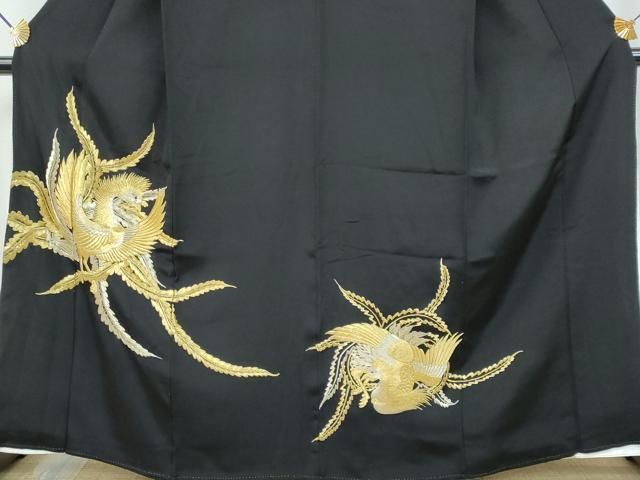 平和屋着物□豪華黒留袖 鳳凰 金銀糸 正絹 逸品 CAAR0029fb 平和屋着物
