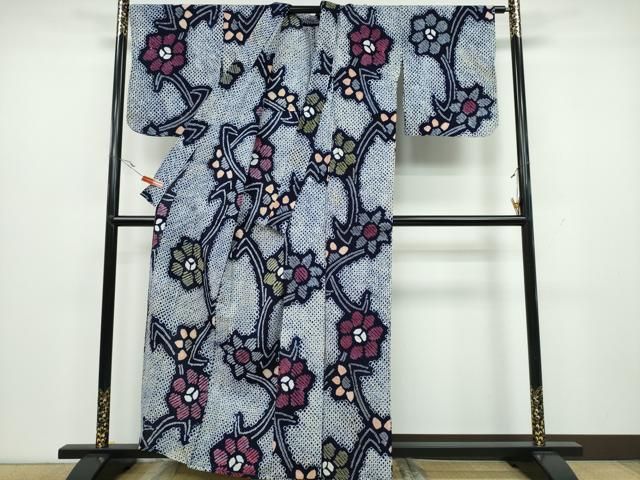 平和屋着物∴夏物 浴衣 有松鳴海絞り 吉祥花文 綿 逸品 CAAU3540ng  