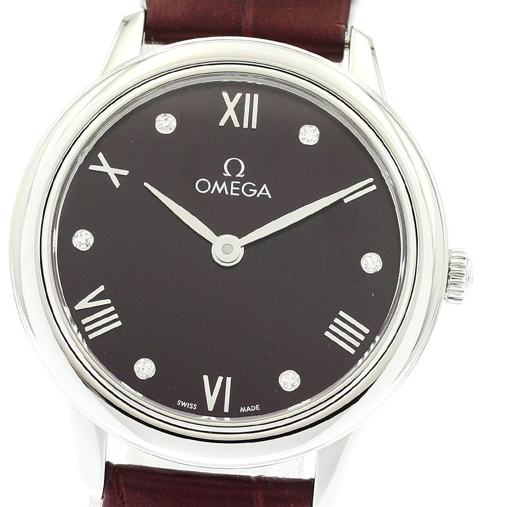 オメガ OMEGA 434.13.28.60.61.001 デビル プレステージ 6Pダイヤ クォーツ レディース 箱 保証書付き_913917