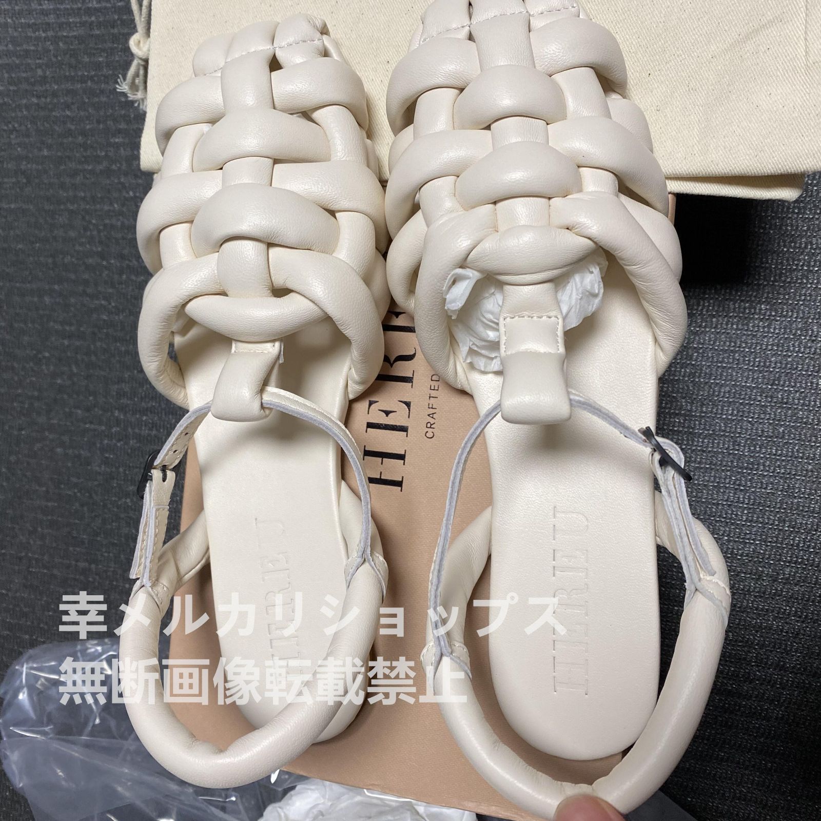 HEREU CABERSA レザー サンダル ストラップ 編み込み へリュー 
