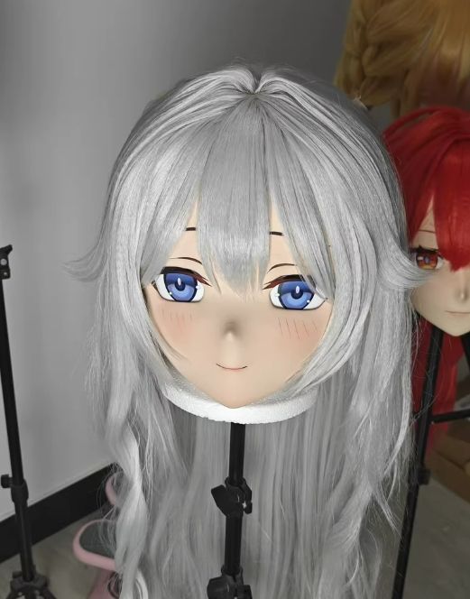 全頭マスク カツラ付き ロック付き NO.505ドール ヘッドロリータ人形 コスプレ 変身 仮装 着ぐるみ kigurumi 二次元