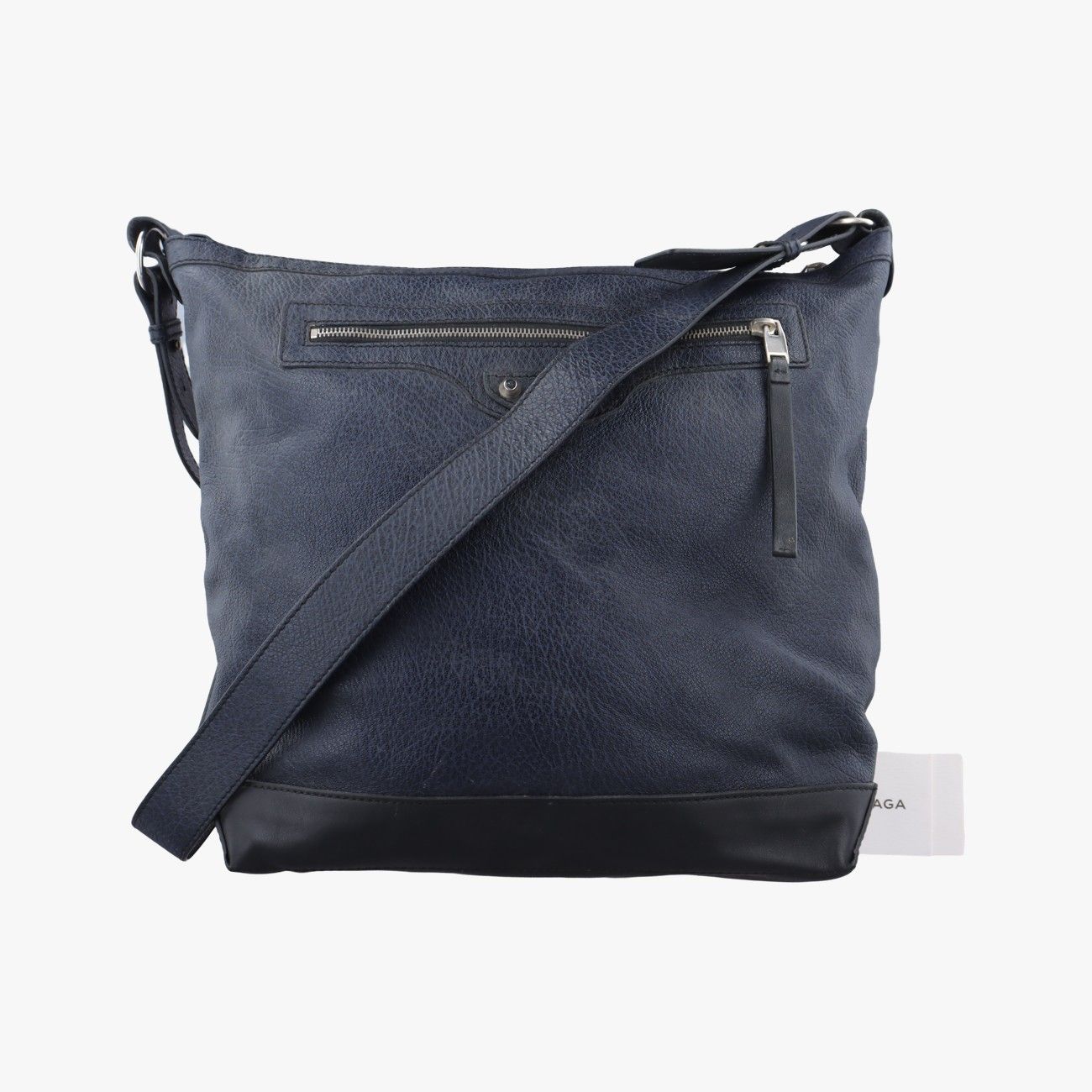 バレンシアガBalenciagaジッパークロスボディネイビー×ブラック