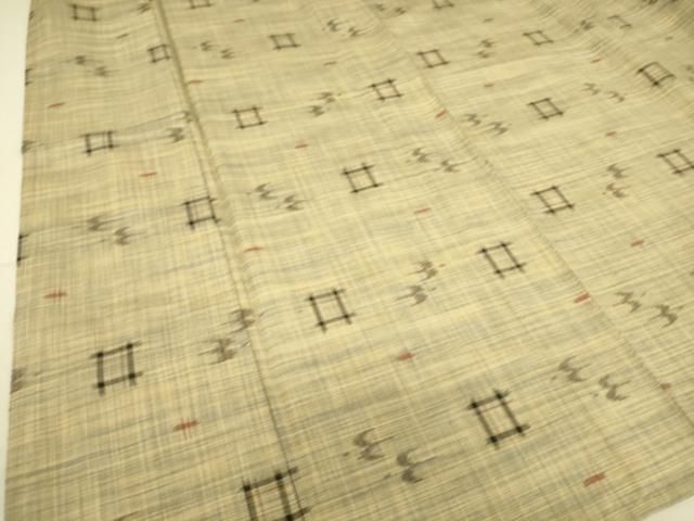 平和屋着物▽上質な紬 単衣 絣文様 正絹 逸品 DAAQ4479az