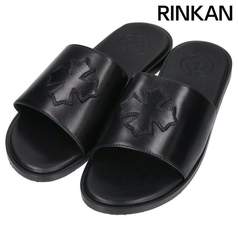 クロムハーツ CH SLIDE LEATHER CHプラスパッチレザーサンダル メンズ 43