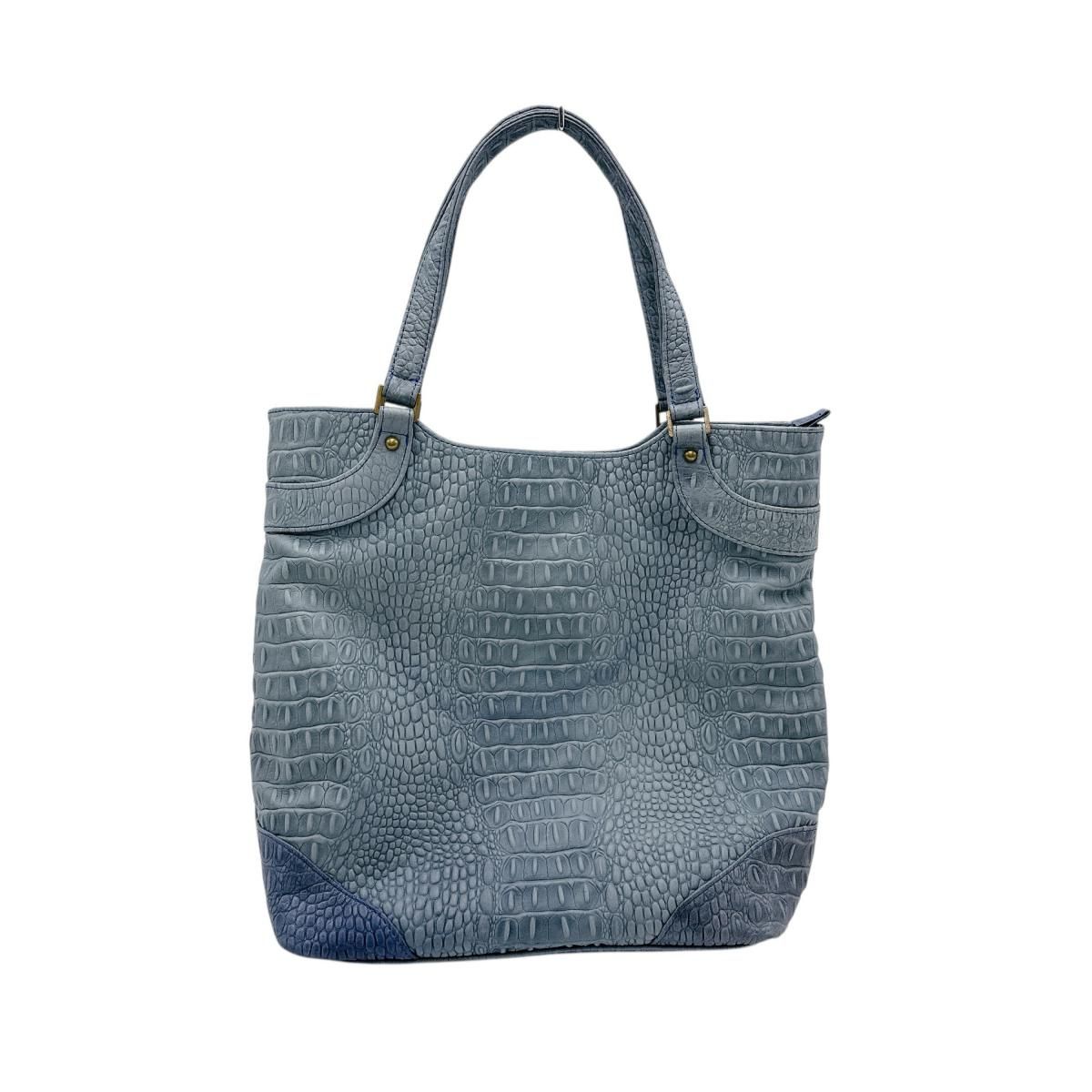 CK-1106 ハンドバッグ スカイブルー   牛革型押カイマン スカイブルー CK-1106 スカイブルー ハンドバッグ 牛革型押カイマン ハンドバッグ