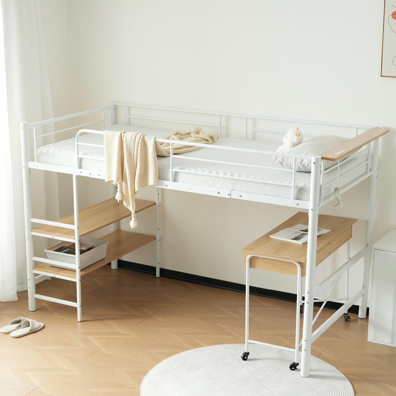 Homebliss パイプベッド ロフトベッド システムベッド デスク付き 高さ