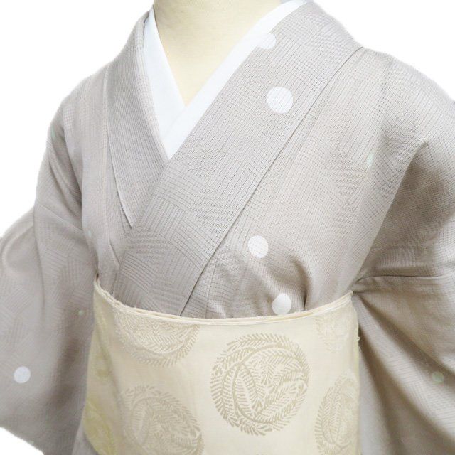 正絹　夏用　紗　水玉模様　着物　１枚　★身丈　約　157㎝、裄　約　66.5㎝★ 正絹 夏用 紗 水玉模様 着物 1枚 ☆身丈 約 157㎝、裄 約
