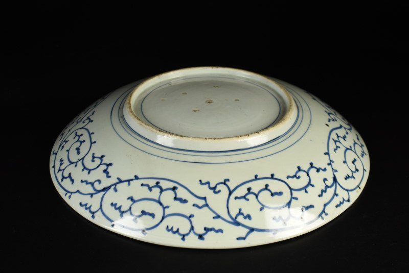 古伊万里　大皿　印判　染付　松竹梅　42cm 松竹梅に栗図染付なます皿 大聖寺伊万里 /577│埼玉県熊谷市のの