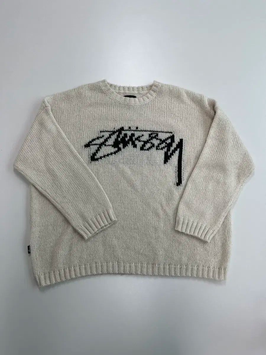 Stussy アイボリー ニット セーター M STUSSY ステューシー Jacquard Flower Knit ロゴ ニットセーター