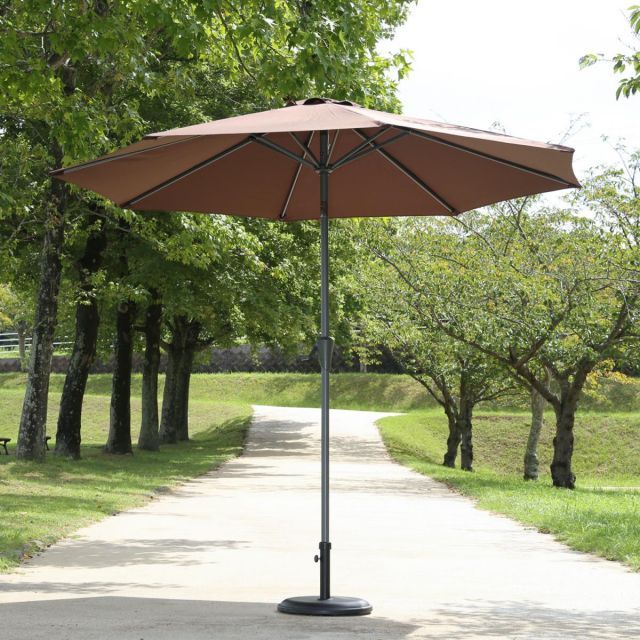 不二貿易 アルミ ガーデン パラソル ブラウン 270cm 85186 チルト機能 ガーデン 庭 ベース別売