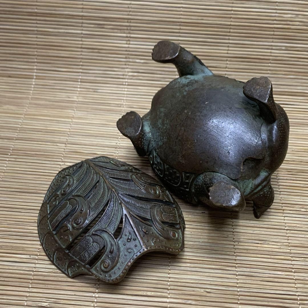 銅 細工 茶道具 香道具 蓋置 置物 竜亀 銅製 銅 細工 茶道具 香道具