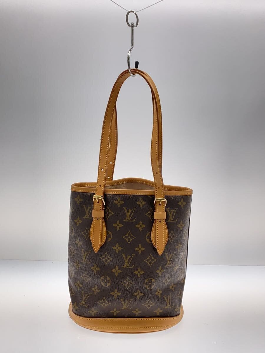 LOUIS VUITTON プチ・バケット_モノグラム・キャンバス_BRW トートバッグ PVC ブラウン M42238 - メルカリ