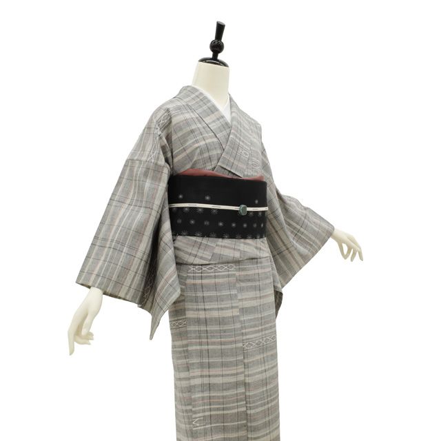 中古】 紬 単衣 着物 リサイクル 正絹 春 秋 十日町 ライト