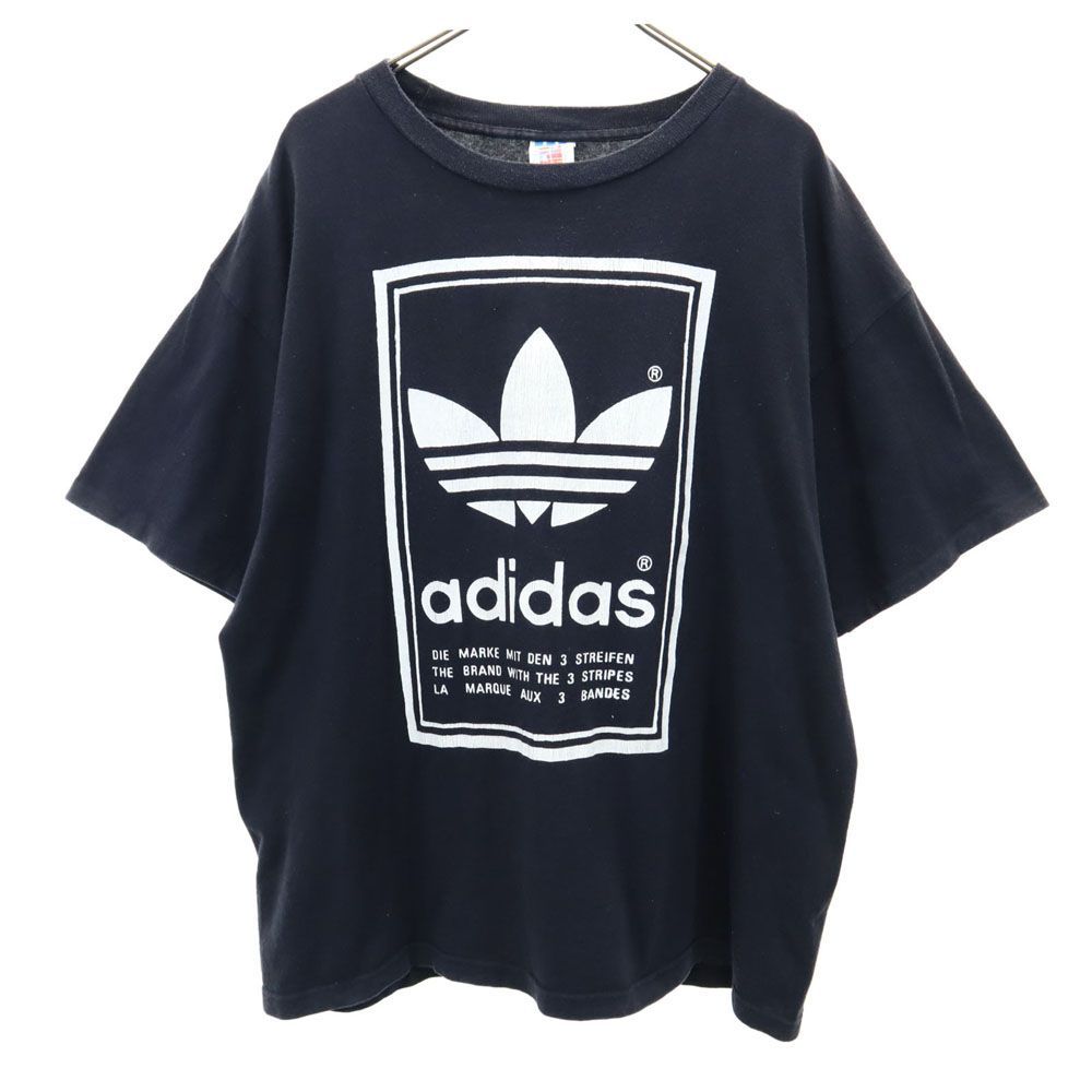 アディダス 80s 90s USA製 オールド 半袖 Tシャツ L 黒 adidas メンズ 古着 【240516】 メール便可
