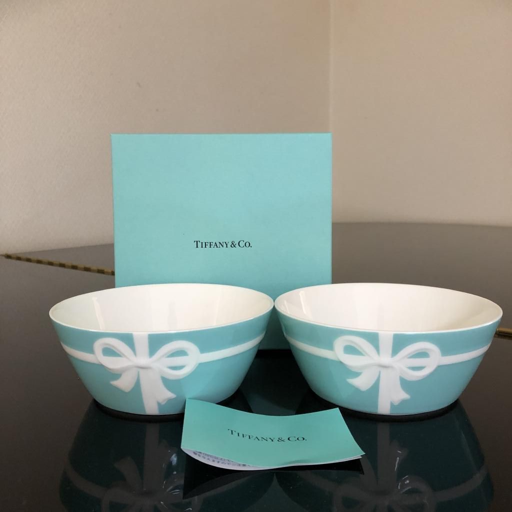 ティファニー 食器　TIFFANY＆Co 　ボウル ペアセット　ブルー ボックス　ブランド食器