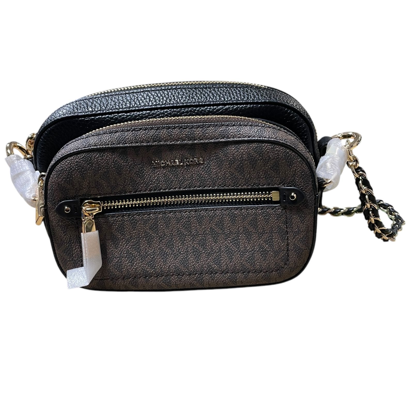 ◆ ◆MICHAEL KORS マイケルコース ブラック ブラウン JET SET 5 WAY カメラ クロスボディ X76975NL