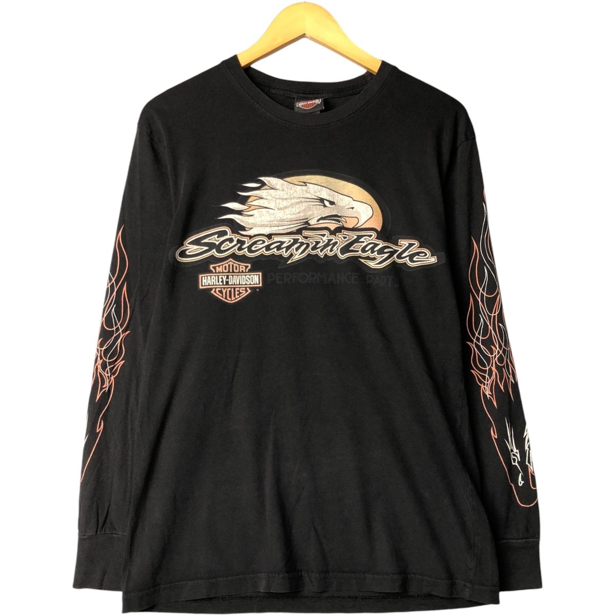 HARLEY DAVIDSON イーグル 鷹 ファイヤーパターン ロングTシャツ 古着 ハーレーダビッドソン Harley-Davidson 鷲柄 イーグル柄