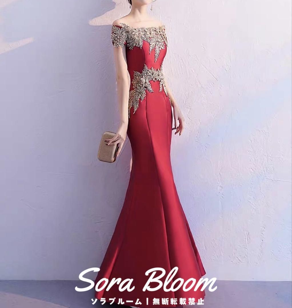 グラデーションがオシャレで美しい オフショルイブニングドレス グラデーションがオシャレで美しい オフショルイブニングドレス
