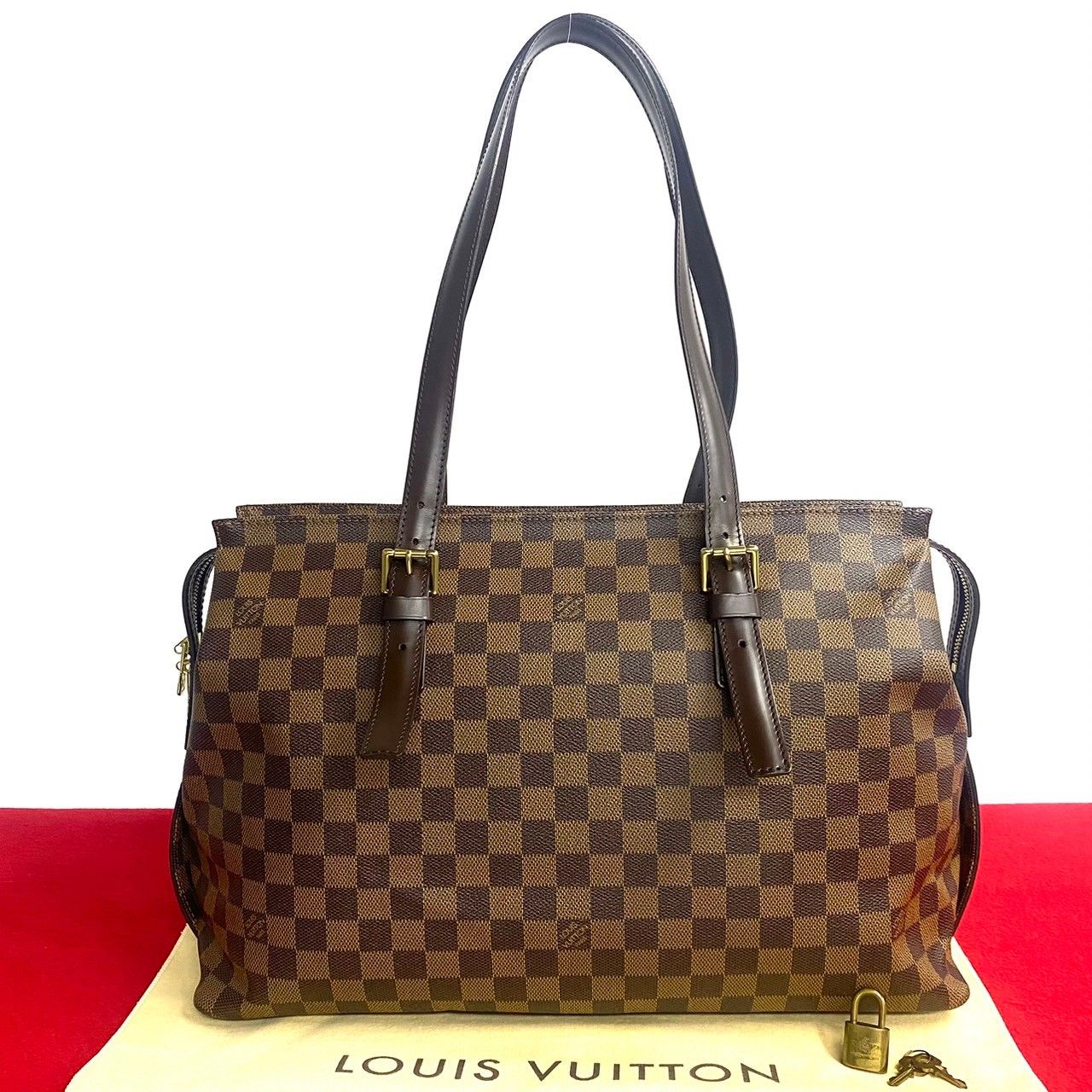 極 美品 希少品 鍵付き LOUIS VUITTON ルイヴィトン チェルシー ダミエ レザー トートバッグ ビジネスバッグ A4収納可 ブラウン  83010 - メルカリ