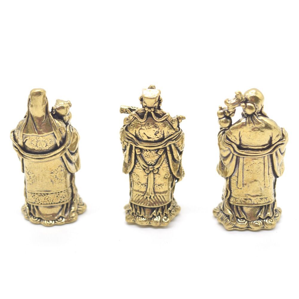 中国　三神福録寿　桃仙人　樹脂製細密技巧架台付置物・縁起物　三神セット 福禄寿 置物 金属製 アジアの神様 三体セット 5.5cm 中国 三