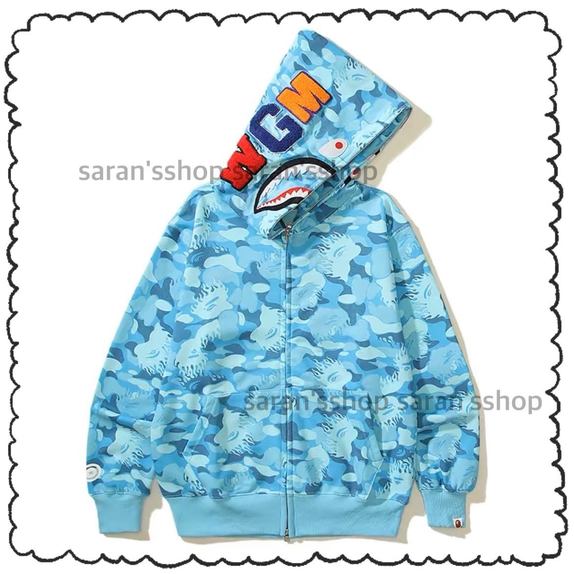 M〜3XL】 A BATHING APE BAPE エイプ ベイプ ABC CAMO SHARK FULL ZIP HOODIE シャーク フルジップ  パーカー ベイビーマイロ トレーナー スウェット トップス 迷彩 ブルー 【BULL CAMO】 - メルカリ