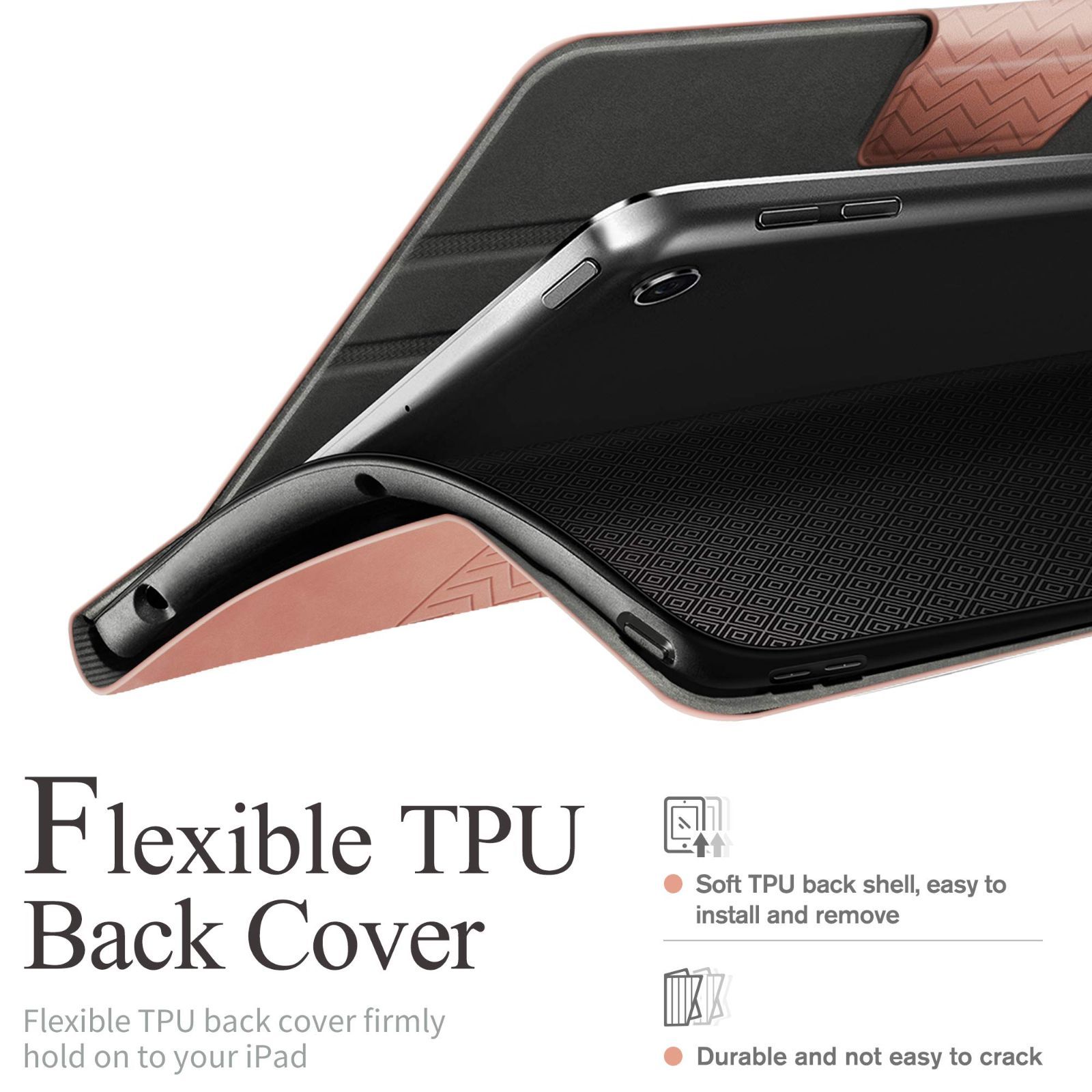 auaua iPad 9 8 7世代 ケース かわいい 10 2 2021 2020 2019 兼用 PUレザー 手帳型 ひび割れ防止 耐衝撃 オートスリープ＆スタンド機能付き 全面保護 iPad第7 8世代 ピンク