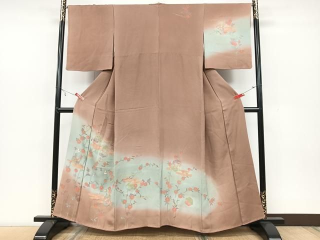 平和屋着物□中国三大刺繍 スワトウ刺繍 訪問着 霞花蝶文 暈し