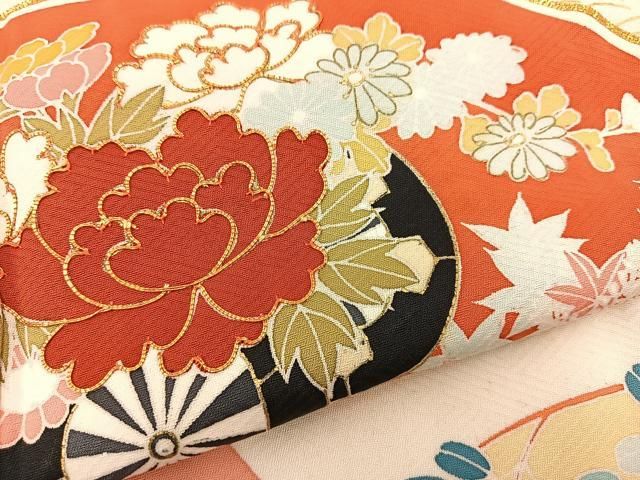 平和屋着物○豪華振袖 駒刺繍 松花文 金彩 正絹 逸品 CAAM1005vf