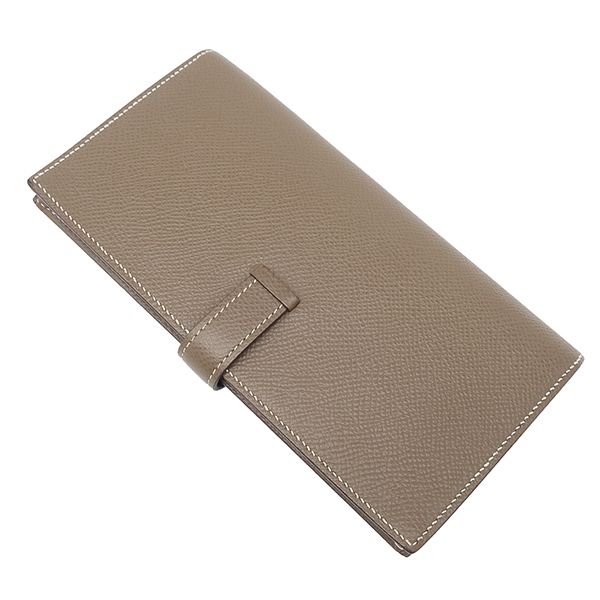 エルメス HERMES 長財布 ベアンスフレ ヴォーエプソン エトゥープ シルバー金具 グレージュ 二つ折り財布 Y刻印 箱