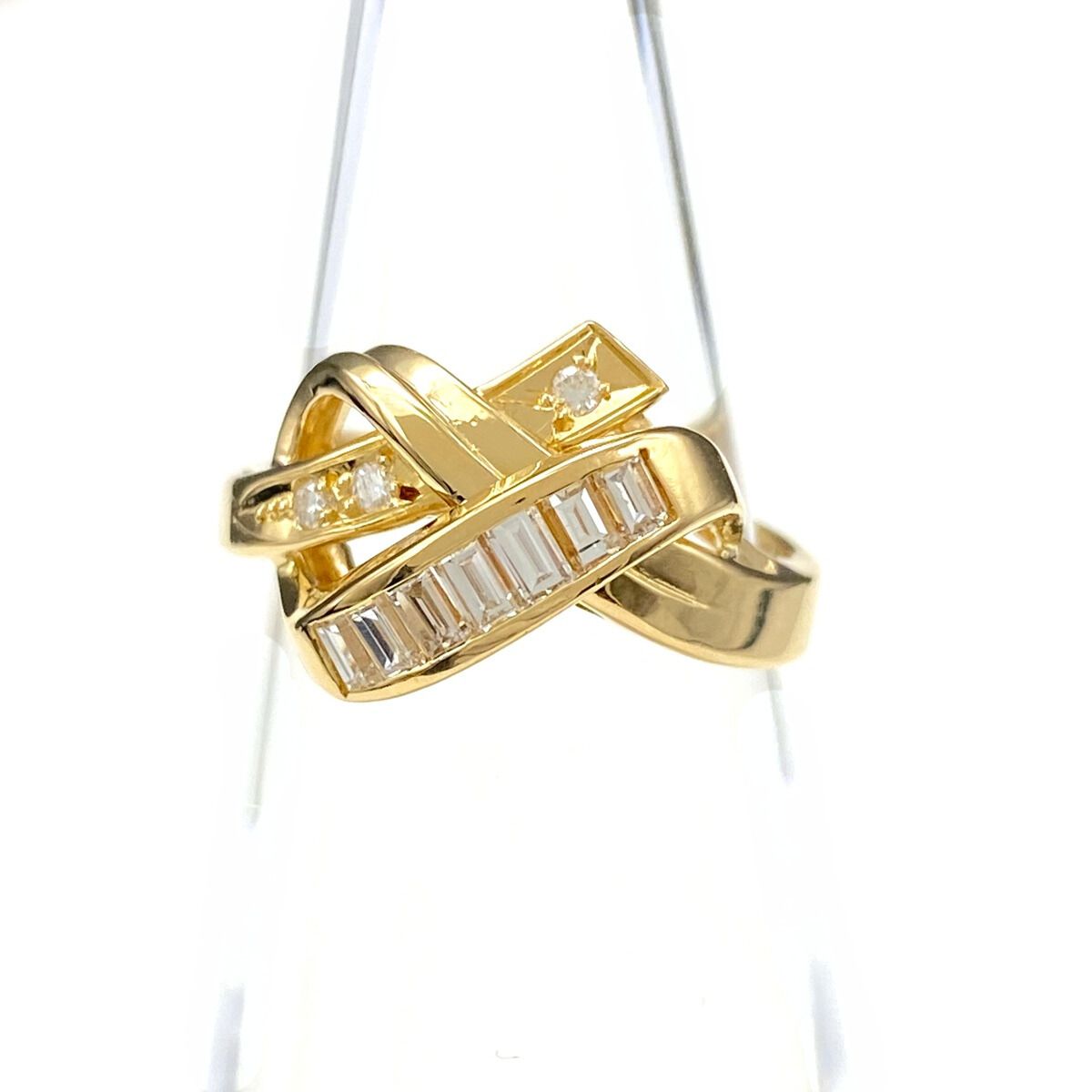 メレダイヤ デザインリング YG イエローゴールド 指輪 リング 7.5号 K18 ダイヤモンド レディース