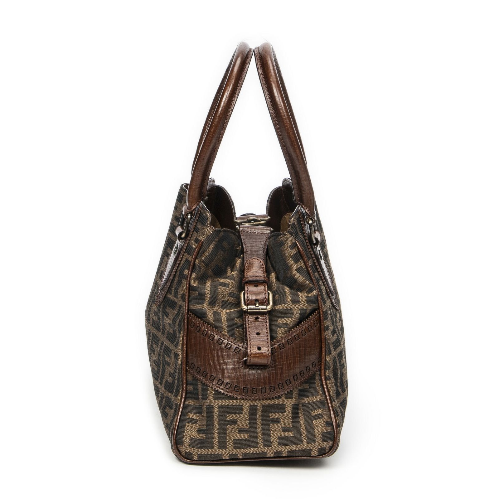 FENDI フェンディ小デュジュールトート茶色ズッカキャンバスA