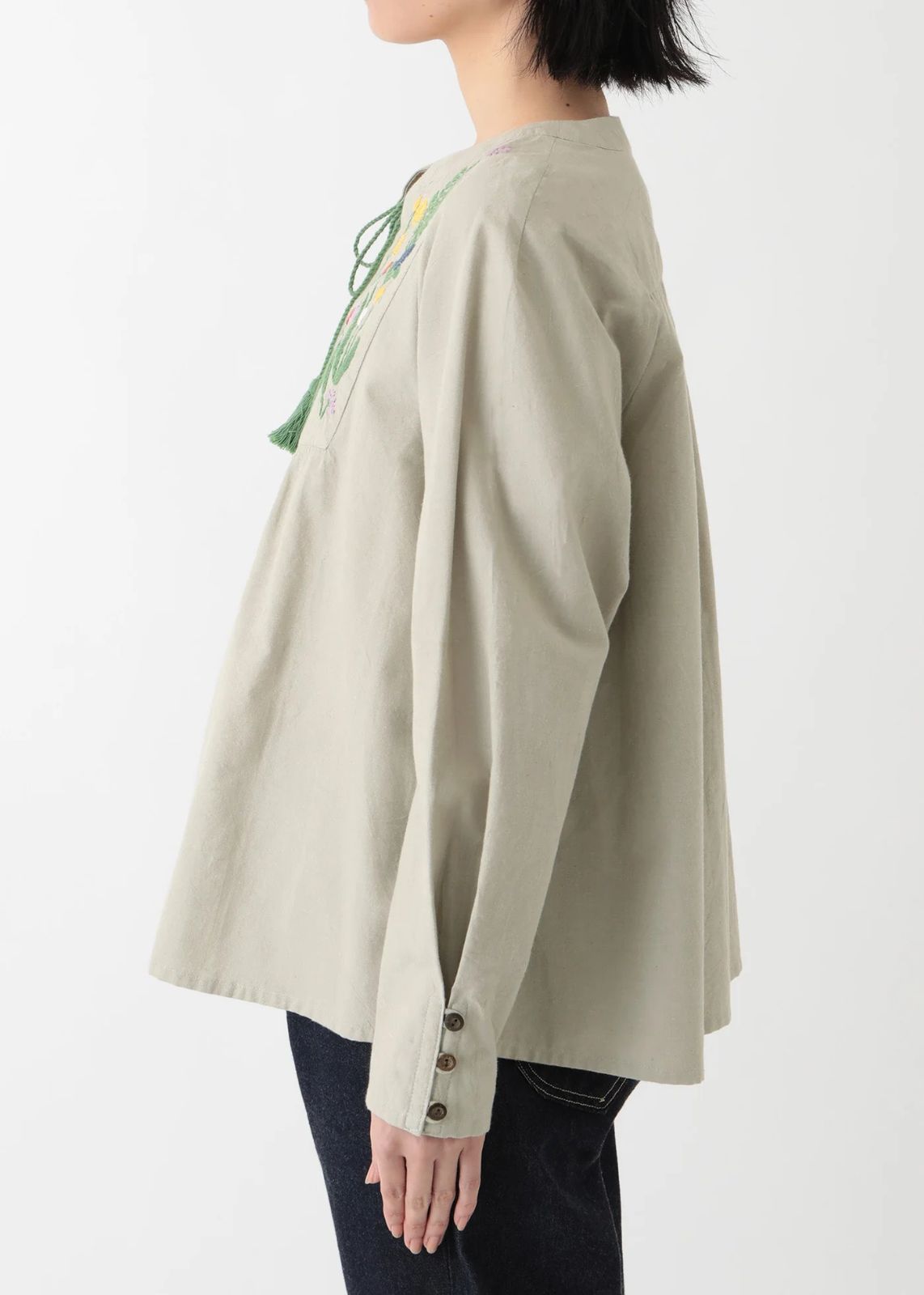 ペザントブラウス セージグレイ