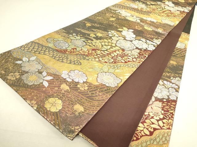 平和屋着物▽六通柄袋帯 辻が花 金糸 やまと誂製 正絹 逸品