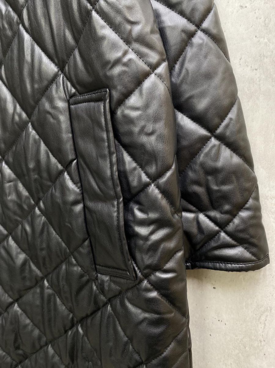 ZARA ザラ フェイクレザー ノー キルティング ロング コート sizeS 黒 ◆ ◎レディース SIROKUMA-CORPORATION_COM