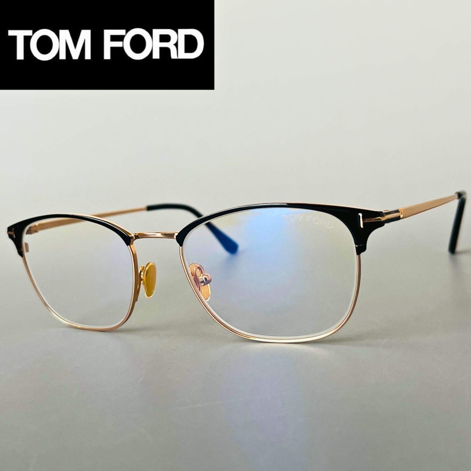 トムフォード メガネ メンズ レディース TOM FORD 新品 サーモントブロー ブラック ゴールド 黒 金 ハーフリム ブロー 眼鏡 - メルカリ